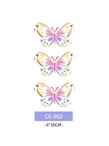10 pièces Autocollants de faux tatouages de papillon colorés, imperméables et longue durée, conception simple pour filles