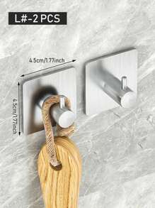 Silver Single L-Shaped Adhesive Towel Hook, Multi-Functional Wall Mount Hook For Family Coats, Bathrooms, And Towel Organization