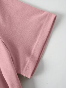 Customized Thanksgiving/Christmas Gift, Personalized Women's T-Shirt - Add Your Own Text/Image (Badge/Company Logo/Family Photo/Selfie) - Baby Pink - View 4