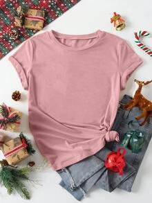 Customized Thanksgiving/Christmas Gift, Personalized Women's T-Shirt - Add Your Own Text/Image (Badge/Company Logo/Family Photo/Selfie) - Baby Pink - View 2