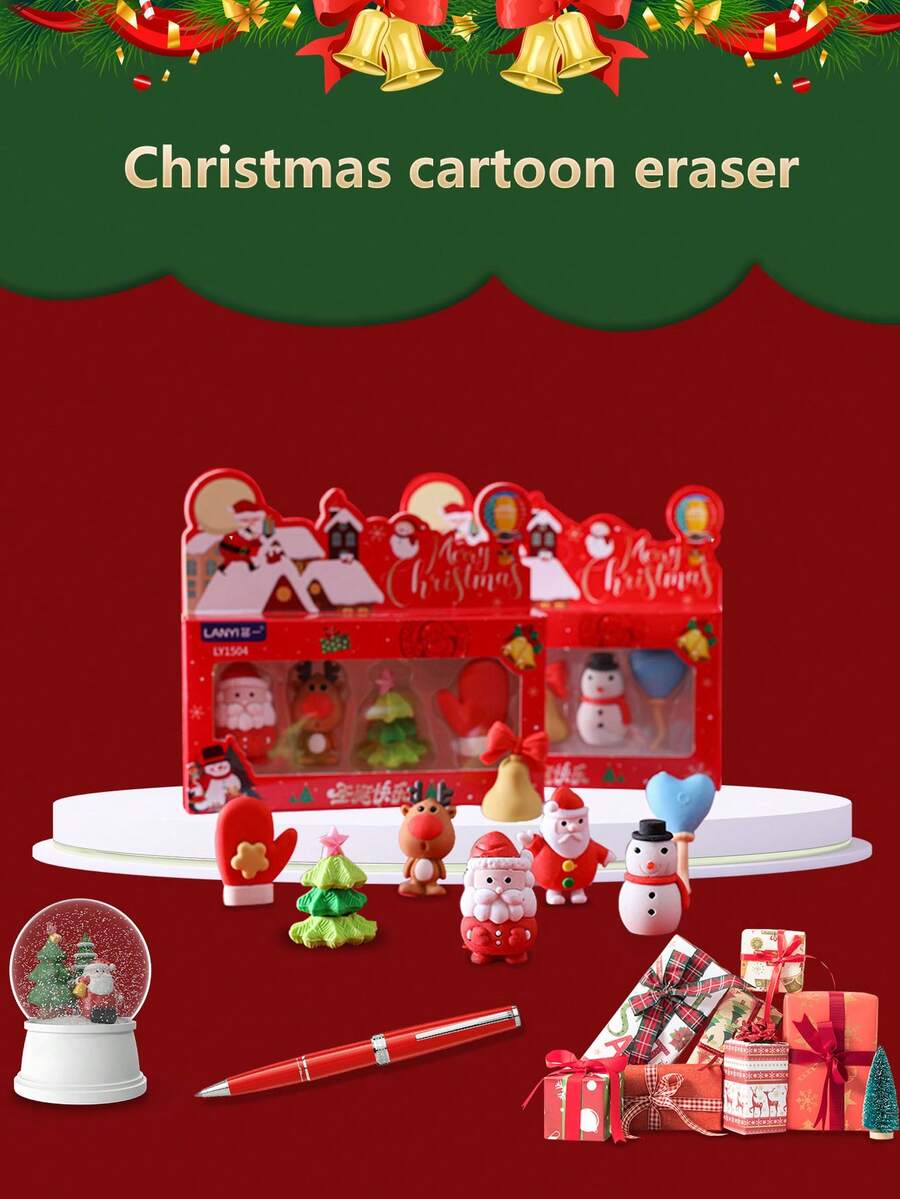 1 cục tẩy cao su hoạt hình, cục tẩy Giáng sinh, quà tặng Giáng sinh - Nhiều màu - Xem 1