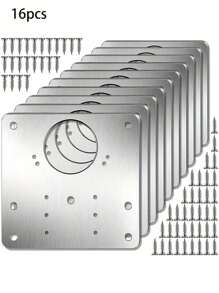 4/8/10/12/16pcs Stainless Steel Hinges (With Screws), Cabinet Hinge Repair Kit, Cupboard Hinge Repair Plate, Fixed Bracket Hinge, Door Hinge, Easy To Fix Cabinet Door With Flat Bracket And Screw Holes