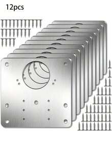 4/8/10/12/16pcs Stainless Steel Hinges (With Screws), Cabinet Hinge Repair Kit, Cupboard Hinge Repair Plate, Fixed Bracket Hinge, Door Hinge, Easy To Fix Cabinet Door With Flat Bracket And Screw Holes