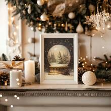 Conjunto de 3 impresiones de arte de pared rústico navideño, pósters de lienzo navideños, bola de nieve del árbol de Navidad, campanas de cascabel, arte de libro pintura al óleo vintage, decoración de Academia Oscura, decoración de invierno, regalos navideños para dormitorio, sala de estar, pasillo, decoración del hogar, sin marco