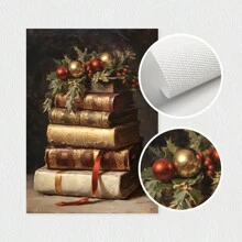 Conjunto de 3 impresiones de arte de pared rústico navideño, pósters de lienzo navideños, bola de nieve del árbol de Navidad, campanas de cascabel, arte de libro pintura al óleo vintage, decoración de Academia Oscura, decoración de invierno, regalos navideños para dormitorio, sala de estar, pasillo, decoración del hogar, sin marco