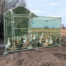 Froadp Outdoor Metal Rabbit Run With Sun Protection - Roof Door And Lock Stable Small Animal Run For Chickens, Ducks And Small Animals - 銀色 - 查看 6