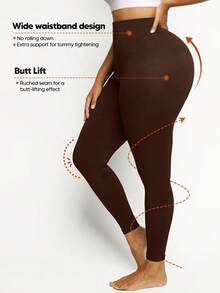 女士紧身塑身裤收腹提臀超柔软高弹轻质打底内衣 - 棕色 - 查看 3