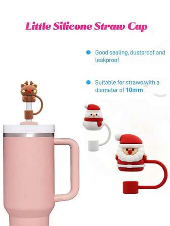 Söta återanvändbara sugrör med jultema, tillbehör till sugrör i glaskopp, kul med halmstänk, som passar för 0,4 tum/10 mm sugrör