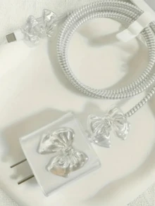 5 件/套 珍珠白蝴蝶结数据线保护器适用于 iPhone14 ProMax，充电器保护器适用于 iPhone13/12/11，18/20W 快速充电器头绕线保护器，送给男朋友/女朋友的礼物 - 彩色 - 查看 6