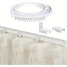 Bendable Curtain Track 3 Meters Flexible Ceiling Curtain Track Glider Rail White Ceiling Curved Curtain Rail For Bay Windows RV Room Divider Straight Curtain Rail - White - View 9