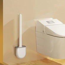 1pc Silicone Toilet Brush, Small Compact Cleaning Brush For Home, Detachable Long Handle, Breathable, Flat Head, Soft Silicone Bristles, Quick Drying, TPR - Multicolor - View 14