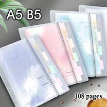1pc,A5/B5,54sheets,108pages,Binder,Indexing Notebook,Feather Planner,Removable Loose-Leaf,Office,School Supplies,Multicolor Bookmark Binder,School Supplies,Back To School