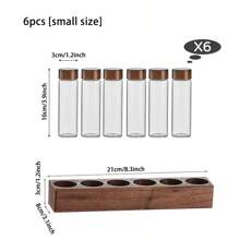 6/12 件带盖核桃木底座咖啡包架 - 可重复使用的玻璃储存容器，用于存放新鲜咖啡豆，包括展示架 - 非常适合厨房和餐厅装饰