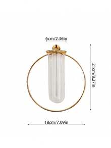 1pc Nordic Style Geometric Glass Tube Wall Hanging Vase, Iron & Glass, For Living Room, Kitchen, Bathroom Decor, Spring Summer - Multicolor - View 16
