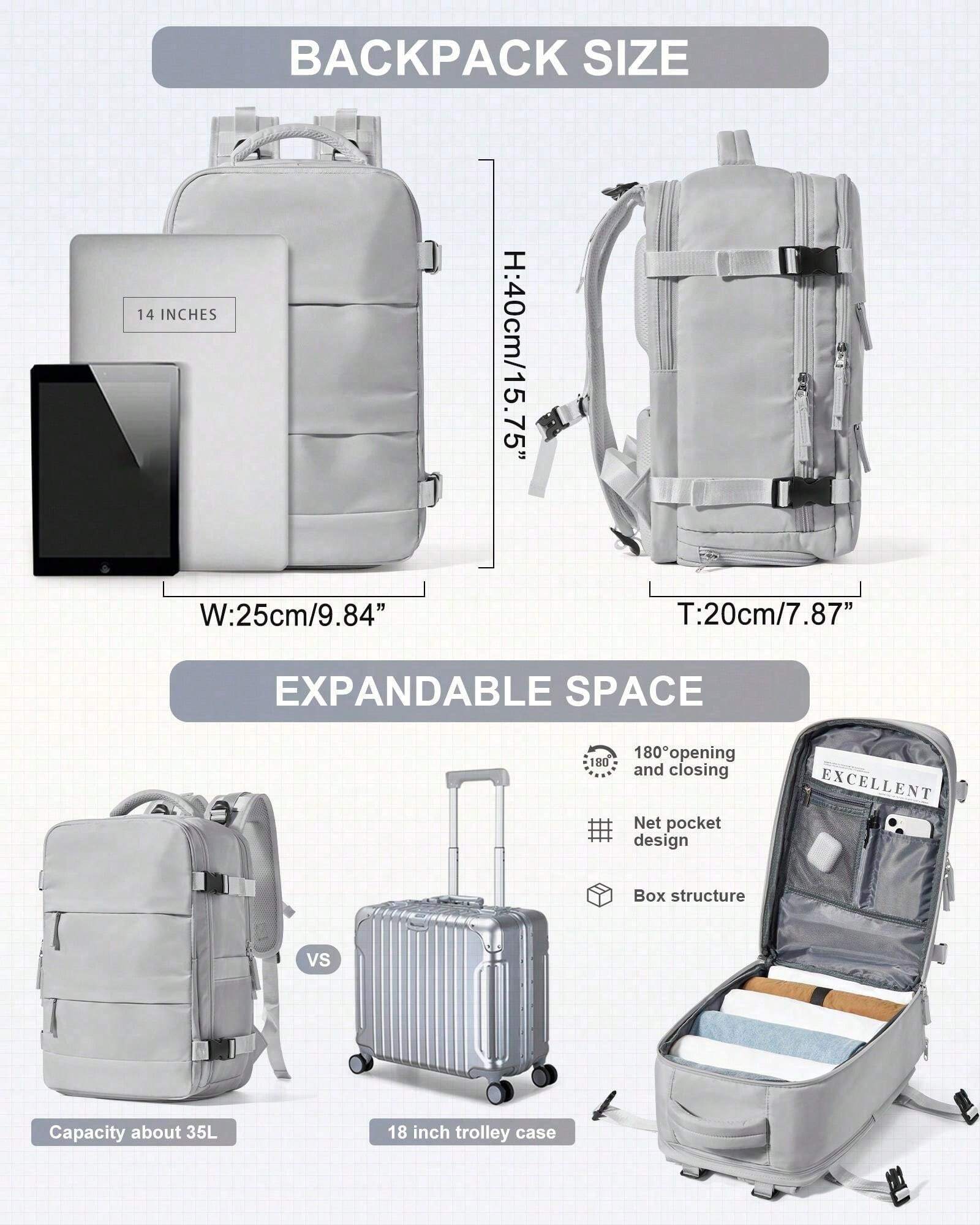 Large Travel Backpack Business Laptop Backpack Cabin Bag 40x20x25 Carry