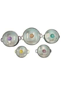 Juego De 5 Ollas De Peltre Con Tapa 16, 18, 20, 22 Y 24cm (Colores Pastel) - Multicolor - Ver 3