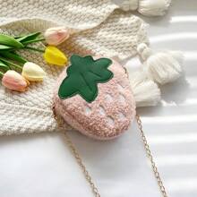 1Pc New Style Mini Casual Versatile Strawberry Pattern Zipper Closed Boy And Girl Crossbody Bag, Suitable For Kindergarten, Elementary School And Junior High School Students, Suitable For Daily School, Outdoor Sports, Birthdays, Holidays, Back To School, Summer, Vacation, Beach, Travel, Students, Picnics