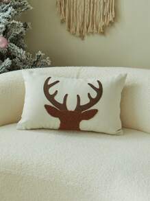 1 件圣诞鹿和圣诞树刺绣枕套，适合客厅卧室派对的家居装饰