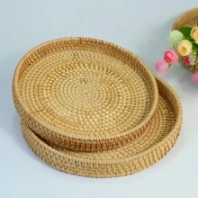 Handmade Woven Rattan Fruit Basket, Bread Basket, Home Living Room Storage Baskets, Round Tea Snack Coffee Serving Tray,Kitchen,Kitchen Accessories,Kitchen Tools,Organiser Kitchen,Makeup Organizer,Wedding Items,Flower Decorations,Home Stuff,Table,Home Decorations,Home Organization And Storage,Room Decor,Room Decor Bedroom