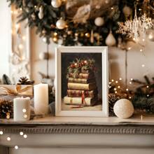 Conjunto de 3 impresiones de arte de pared rústico navideño, pósters de lienzo navideños, bola de nieve del árbol de Navidad, campanas de cascabel, arte de libro pintura al óleo vintage, decoración de Academia Oscura, decoración de invierno, regalos navideños para dormitorio, sala de estar, pasillo, decoración del hogar, sin marco