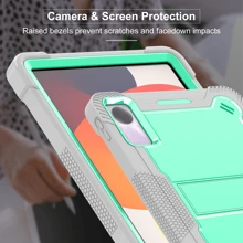 Carcasă de protecție pentru tabletă, gri + verde, cu suport 3 în 1, rezistentă la șocuri și la cădere - Gri - Vizualizare 2