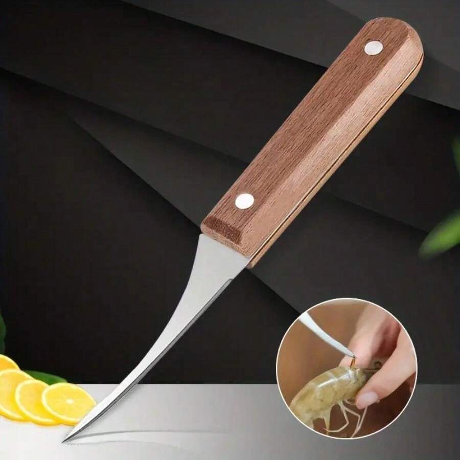 Stainless Steel Shrimp Shell & Vein Removal Knife With Wooden Handle ...