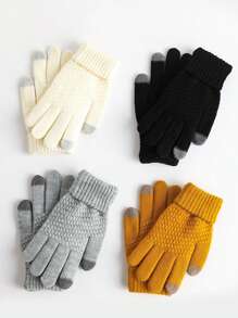 1 pieza Guantes tejidos con pantalla táctil minimalista, guantes de invierno cálidos para exteriores, ciclismo, a prueba de viento y térmicos