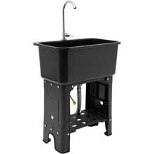 ZhdnBhnos LINSIE Laundry Sink Utility Sink Plastic Laundry Sink With 360° Rotatable Faucet Freestanding Utility Sink With Storage Shelf &Washboard 23.62x15.75x30.12in (Black-2) The Best Gift/Present For Family&Friends Happy Christmas - màu đen - Xem 1