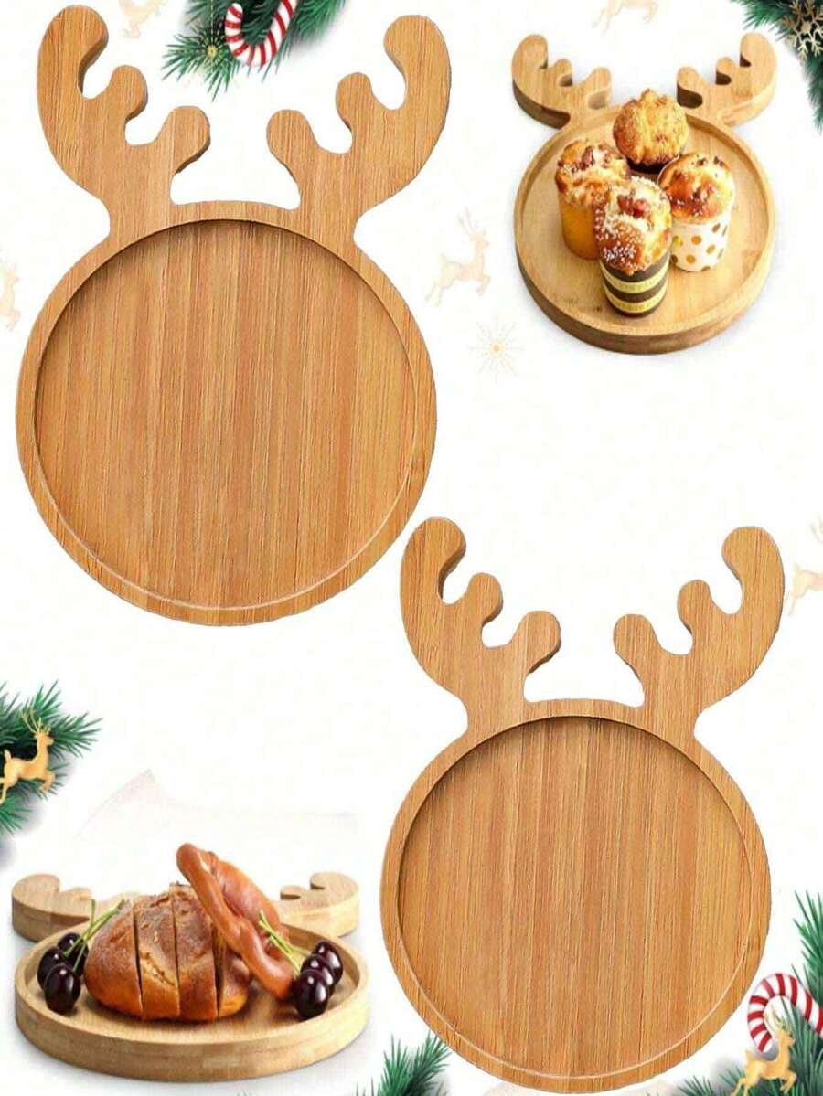 1pc Wooden Pumpkin Face Halloween Plate, Snack Cookie Tray, Dining