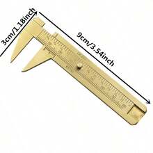 1pc Portable Slide Gauge Dual Scale Vernier Caliper, Measuring Tool, Brass Pocket Ruler - Yellow - View 6
