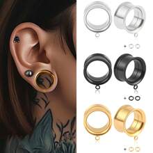 3 pares de túneles DIY, enchufes y dilatadores para joyas de perforación de orejas, accesorios de dilatadores colgantes de acero inoxidable para mujer