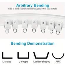 Bendable Curtain Track 3 Meters Flexible Ceiling Curtain Track Glider Rail White Ceiling Curved Curtain Rail For Bay Windows RV Room Divider Straight Curtain Rail - White - View 11