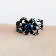 Anillo con flor incrustada de circonita cúbica para mujer, anillo de compromiso/boda, vintage, minimalista, personalizado, anillo de pareja para San Valentín, mamá, madre, Día de la Madre, regalo