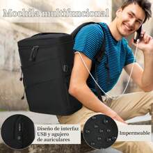 Laptop Backpack 15.6 Inch Waterproof Travel Backpack Large Capacity Rucksack For Women Men Work Travel Black Blue - 黑色 - 查看 2