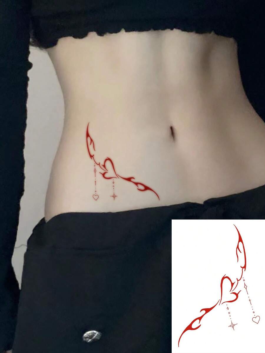 1pc Temporary Waterproof Heart Sword Design Tattoo Sticker Suitable For ...