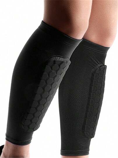 1pc Leg Sleeves With Honeycomb Pads, Calf Compression Support And Shin Protection Plates For Sports Such As Baseball, Boxing, Taekwondo, And Mountain Biking Provide Protection For Your Sport Gym Accessories Knee Support Sports Knee Pads Gym Knee Pads