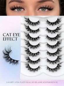 Asiteo 7 Cặp Lông Mi Giả Mắt Mèo Lông Mi Có Cánh Lông Mi Tự Nhiên Mi Giả Toàn Dải Mi Giả, Lông Mi, Lông Mi, Lông Mi Giả - màu đen - Xem 2