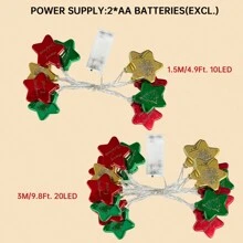 1 件 10/20 LED 圣诞电镀星电池供电（不包括）灯串圣诞仙女氛围适用于节日圣诞节和假日卧室庭院圣诞树装饰和新年庆祝装饰、房间装饰圣诞装饰圣诞灯卧室装饰家居装饰派对装饰节日节日圣诞礼物感恩节圣诞树装饰饰品 - 黃色 - 查看 11