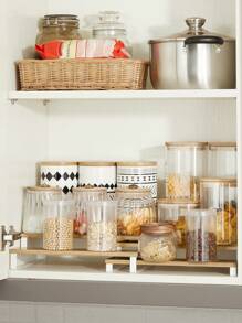 SONGMICS Especiero, Juego de 2 Estante para Especias, Especiero Extensible de 3 Niveles, de Bambú, Apilable, para Despensa, Encimera, Mostrador, Natural y Negro MKCS016N01 - Blanco - Ver 4