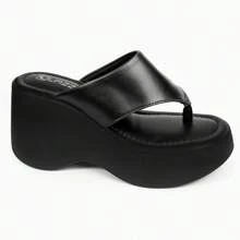 LAZZLU SHOES Women's Wedge Heel Comfortable Platform Clogs - Black - View 2