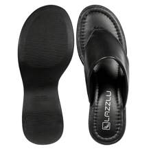 LAZZLU SHOES Women's Wedge Heel Comfortable Platform Clogs - Black - View 4