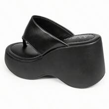 LAZZLU SHOES Women's Wedge Heel Comfortable Platform Clogs - Black - View 6