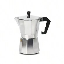 1 chiếc ấm pha cà phê espresso Moka Pot hình bát giác bằng nhôm Ý cổ điển màu bạc/đen - 21cm - Xem 3