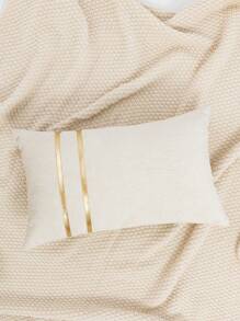 1pc/2pcs Parallel Line Beige Pillow Cover, Thickened Composite Fabric, Modern Minimalist Style With Gold Foil Leather Craft, Suitable For Living Room, Bedroom, Sofa, Headboard, Outdoor Garden, Holiday Party Decor, All Season Pillow Cover, Without Insert, 30*50cm, 45*45cm