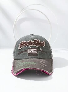 1pc Vintage Distressed Embroidered Letter Baseball Cap - Multicolor - View 12