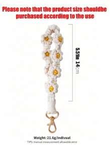 1pc Flower Chrysanthemum Wrist Strap Small Daisy Key Chain Hand Woven Key