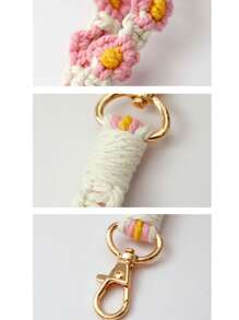 1pc Flower Chrysanthemum Wrist Strap Small Daisy Key Chain Hand Woven Key