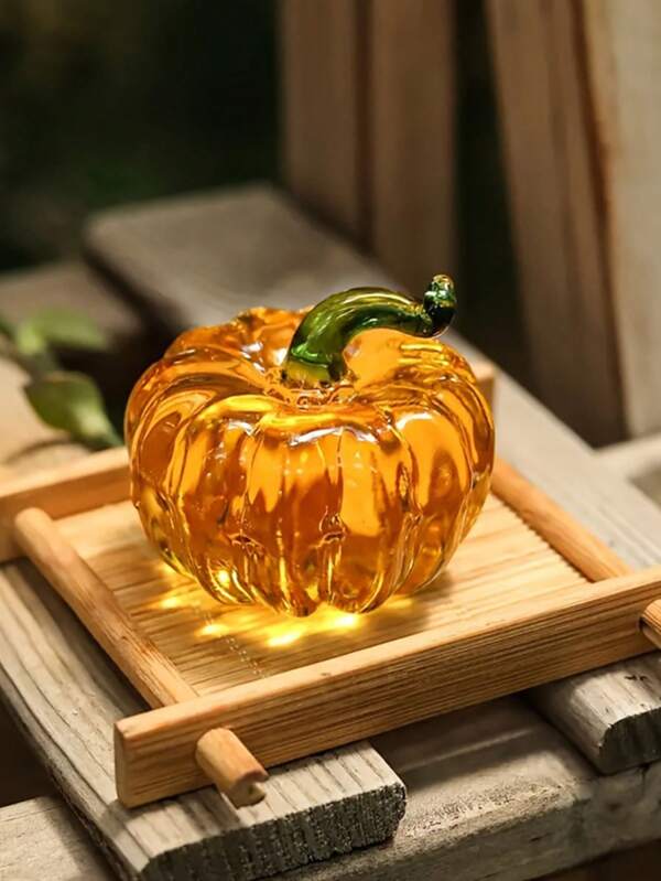 1pc Handmade Glass Pumpkin Figurine Decoration Collectible, Suitable For Home, Office, Living Room - Indoor And Outdoor Use, Great For Easter Decor, Birthday Gift, Valentine Day, Gift,Fake Plants Home Decor Christmas Decorations Room Decor Christmas