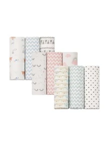 Kit 3 Units Baby Blanket Printed And Flannel For Baby 1.0 M X 80 Cm 100% Cotton Papi Baby - Màu xanh lam - Xem 1