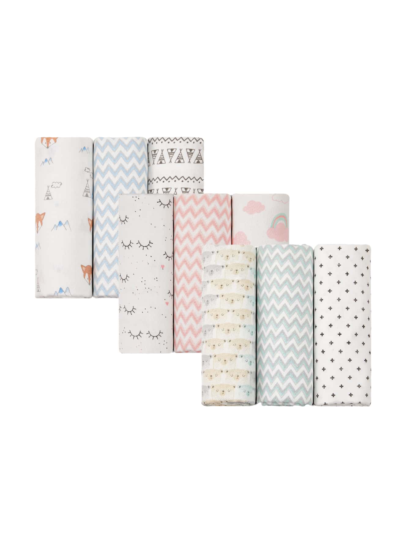 Kit 3 Units Baby Blanket Printed And Flannel For Baby 1.0 M X 80 Cm 100% Cotton Papi Baby - Màu xanh lam - Xem 1